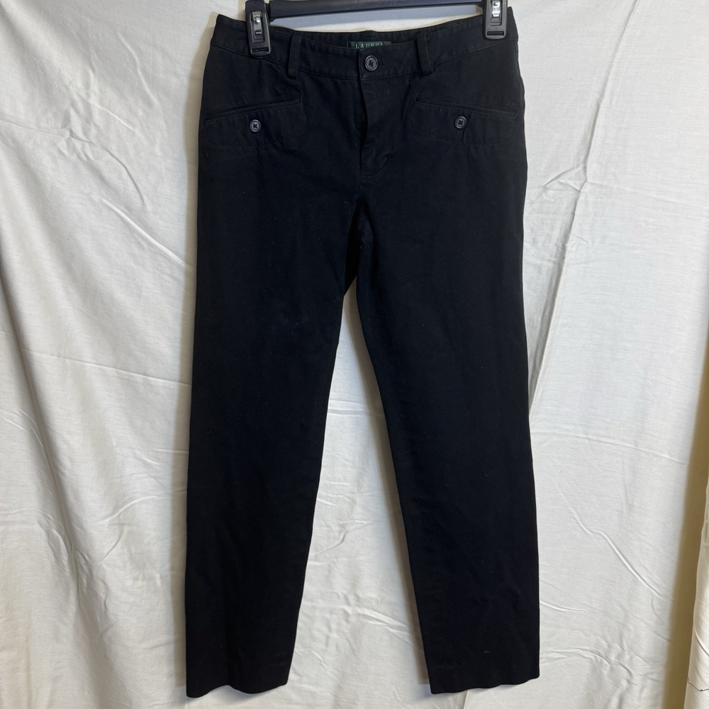 Lauren Ralph Lauren Jeans Women's 4 Black Denim Stretch Straight Leg Curvy 28x27